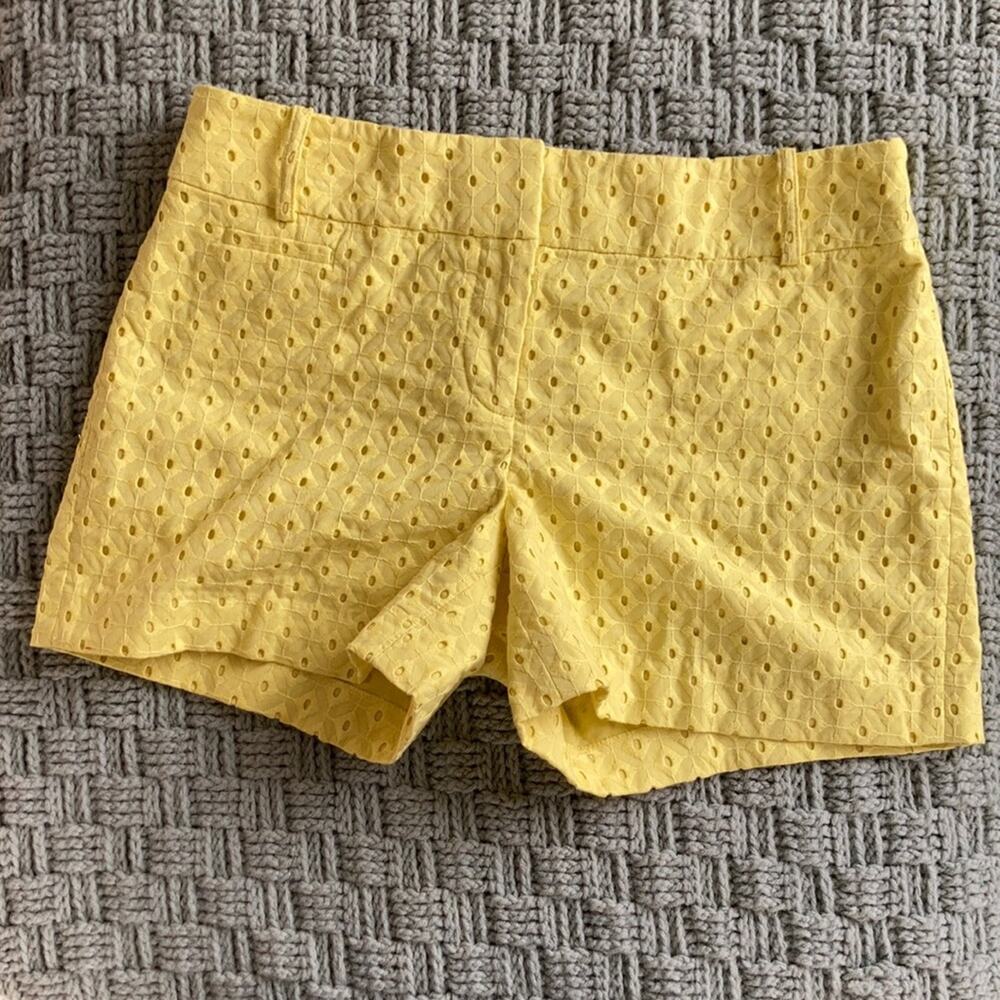 LOFT Yellow Eyelet Cotton Shorts